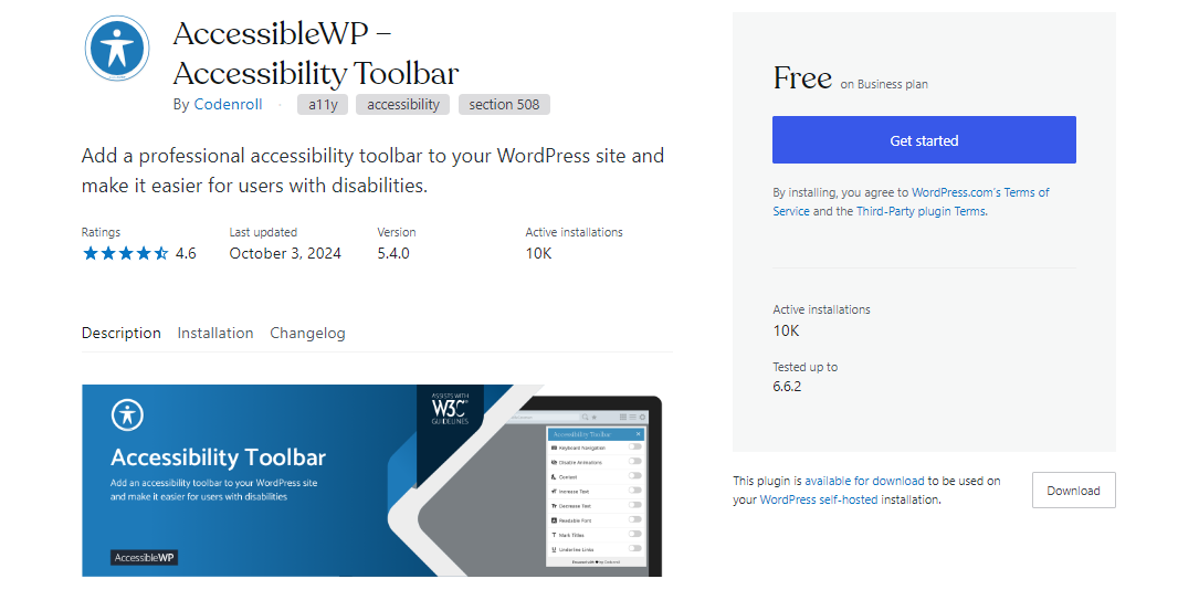 AccessibleWP Toolbar plugin