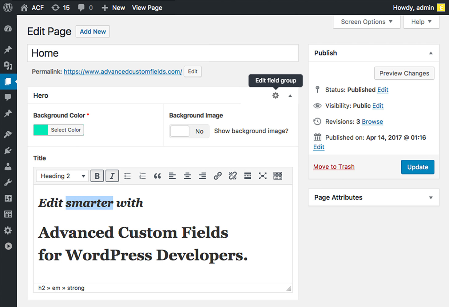 WP Engine advanced custom fields